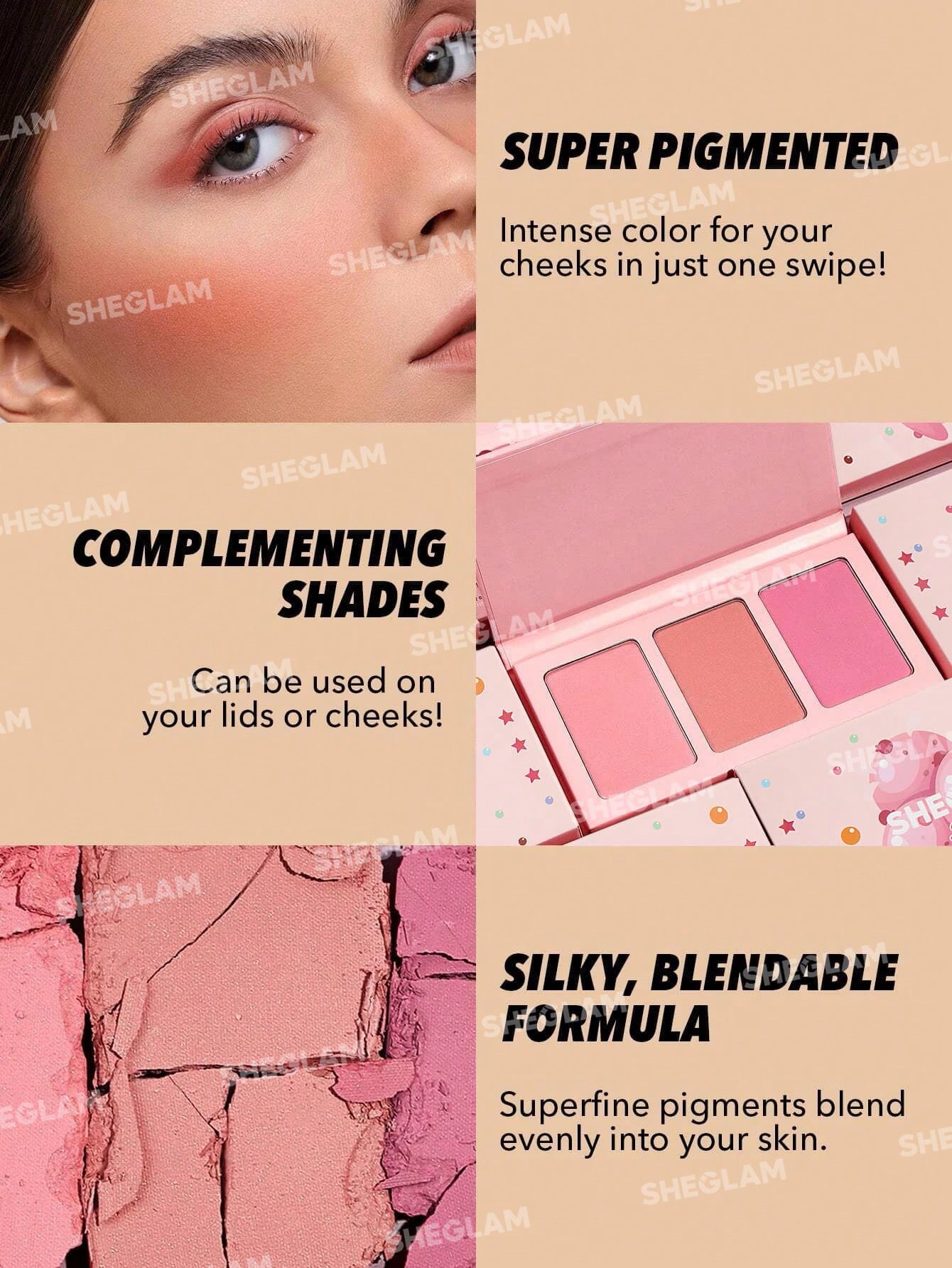 پالت رژگونه سه رنگ شیگلم Sweet Cheeks Blush Trio - Image 3