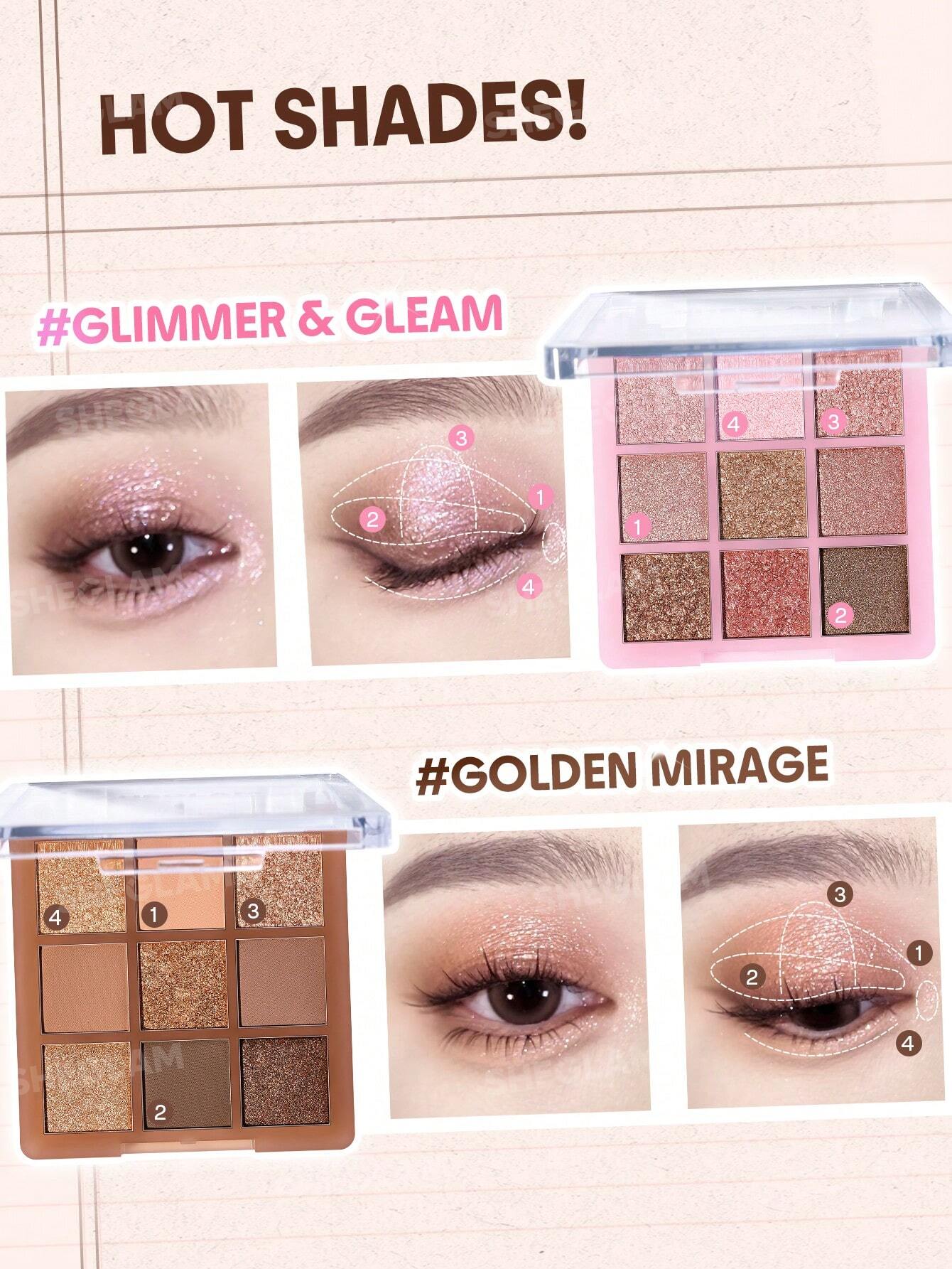 پالت سایه چشم 9 رنگ شیگلم Just Blushed 9-Pan Eyeshadow Palette - Image 2