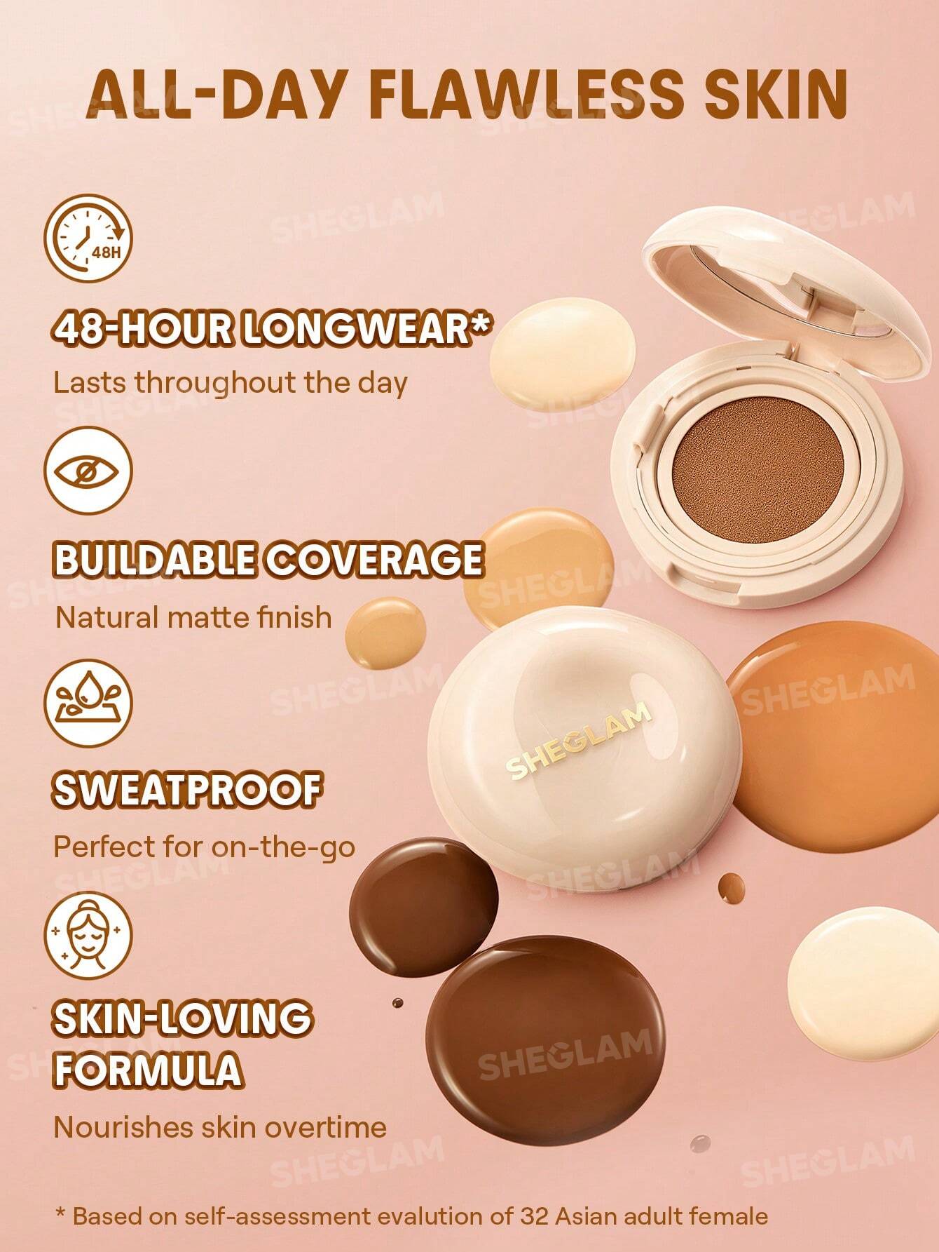 کرم پودر کوشن شیگلم Lock & Go Long-Lasting Cushion Foundation - Image 6