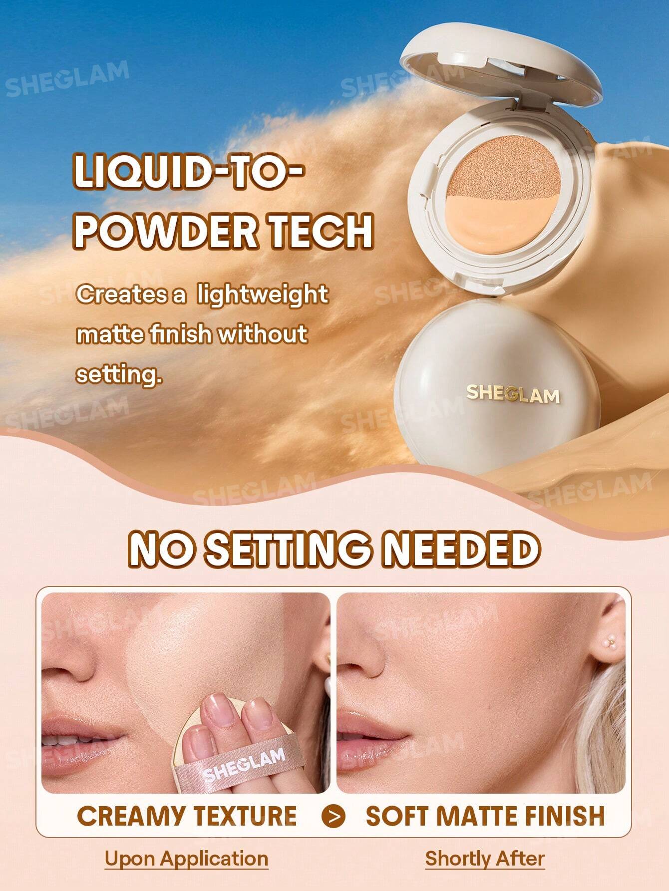 کرم پودر کوشن شیگلم Lock & Go Long-Lasting Cushion Foundation - Image 7