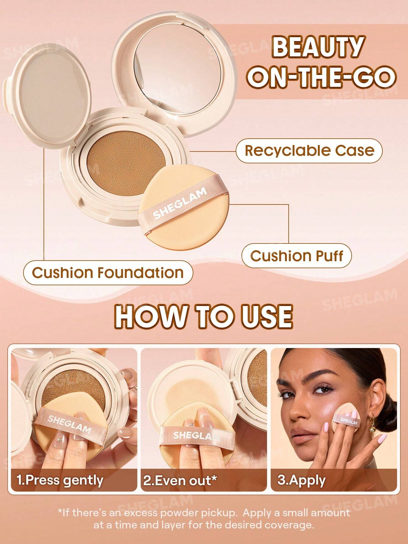 کرم پودر کوشن شیگلم Lock & Go Long-Lasting Cushion Foundation - Image 3