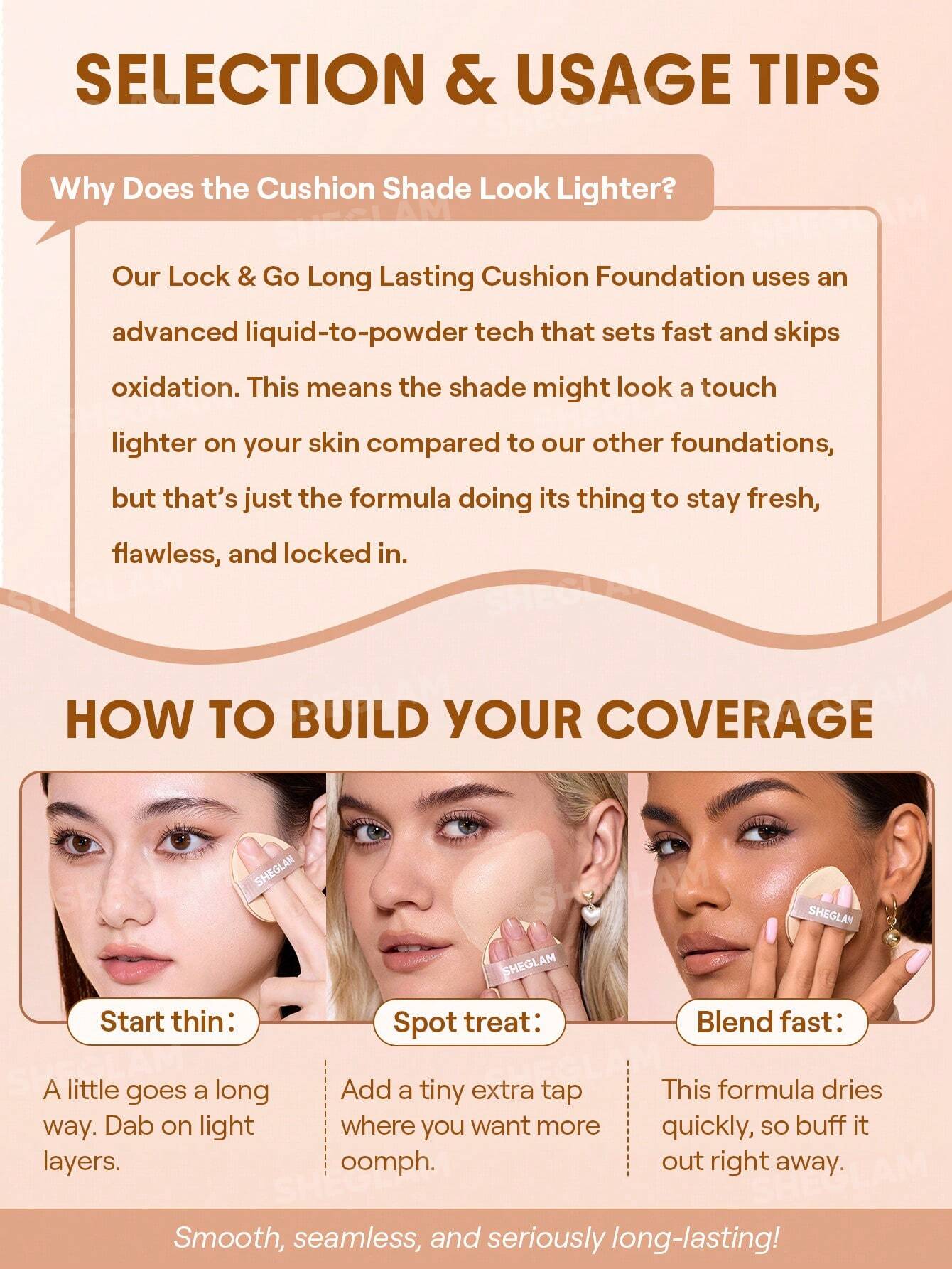 کرم پودر کوشن شیگلم Lock & Go Long-Lasting Cushion Foundation - Image 13