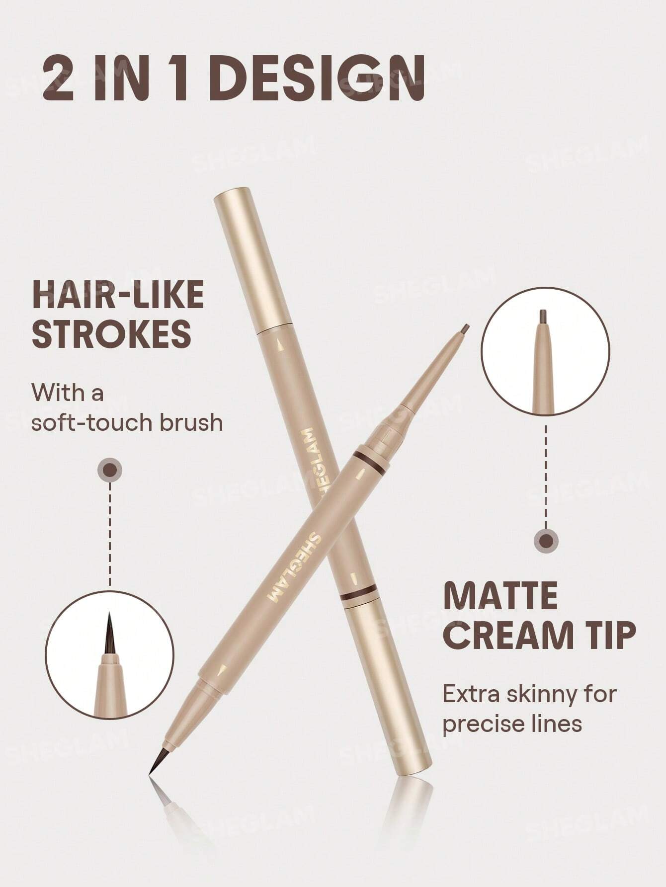 مداد ابرو دوکاره شیگلم Brows On Demand 2-In-1 Brow Pencil - Image 2